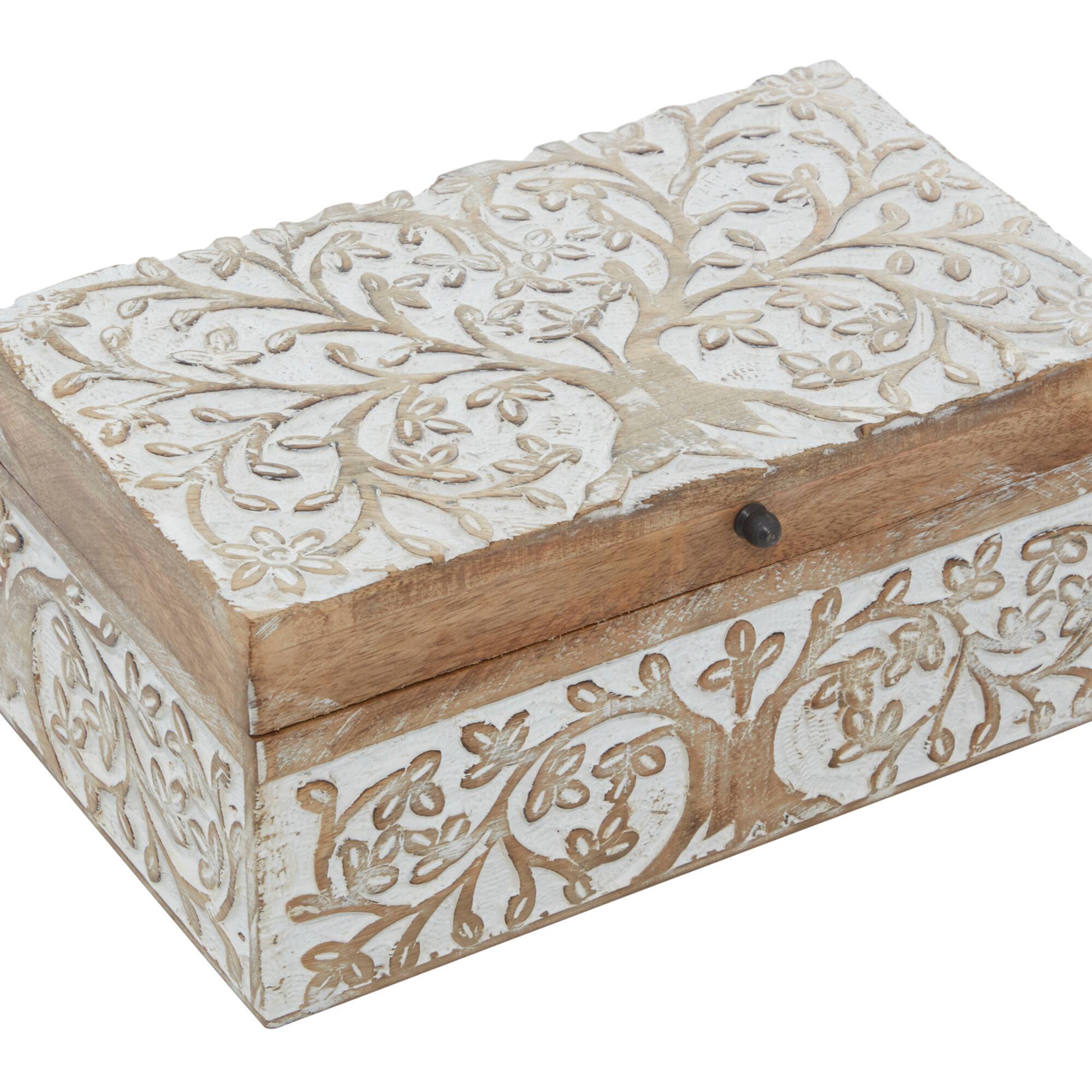 Natural Wooden Botanical Decorative Box Set